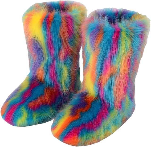 Warm Winter Faux Fur Colorful Snow Boots