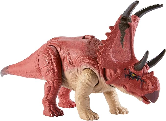 Mattel Jurassic World Toys Dominion Wild Roar Diabloceratops Dinosaur Action Figure Toy with Sound & Attack Action, Plus Downloadable App & Ar Medium