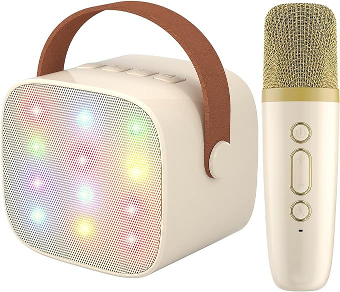 Kids Karaoke Machine, Portable Bluetooth Speaker with Wireless Microphone
