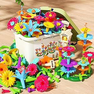 224 PCS Flower Garden Building Toys for Girls Toys, Educational STEM Toy and Preschool Garden Play Set for Toddlers 3 4 5 6 7 Year Old Kids Boys Girls, Flower Stacking Toys for Kids Age 3-6